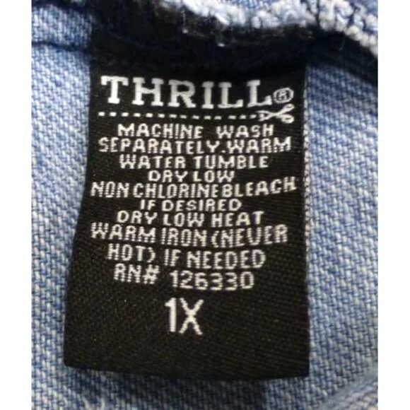 Distressed Denim Hooded Jacket With Playful Rips & Layered Style 1X Thrill Jeans - Picture 5 of 13